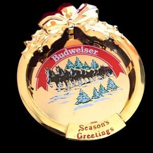 Vintage Budweiser golden Clydesdales Christmas Ornament, Memento - orig. box